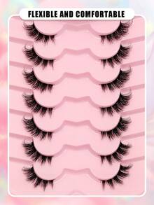 7 paires de faux cils Asiteo, effet œil de chat délicat, style court naturel, cils de coin extérieur 3/4, bandes de faux cils en poils de vison - Demi-cils - Voir 6