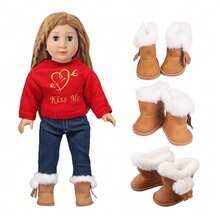 1 双 18 英寸重生婴儿娃娃鞋或袜子，可选雪地靴、皮靴、玛丽珍鞋、蝴蝶结鞋、漆皮鞋、凉鞋、心形鞋、帆布鞋、眉毛鞋、花鞋、尖头鞋、兔子鞋、布鞋、熊猫鞋、条纹袜 - 时尚可爱的娃娃鞋/袜子、儿童玩具娃娃配饰、万圣节、圣诞节礼物、圣诞袜填充物、节日派对、家居装饰、收藏品 - 娃娃鞋襪子 - 查看 9