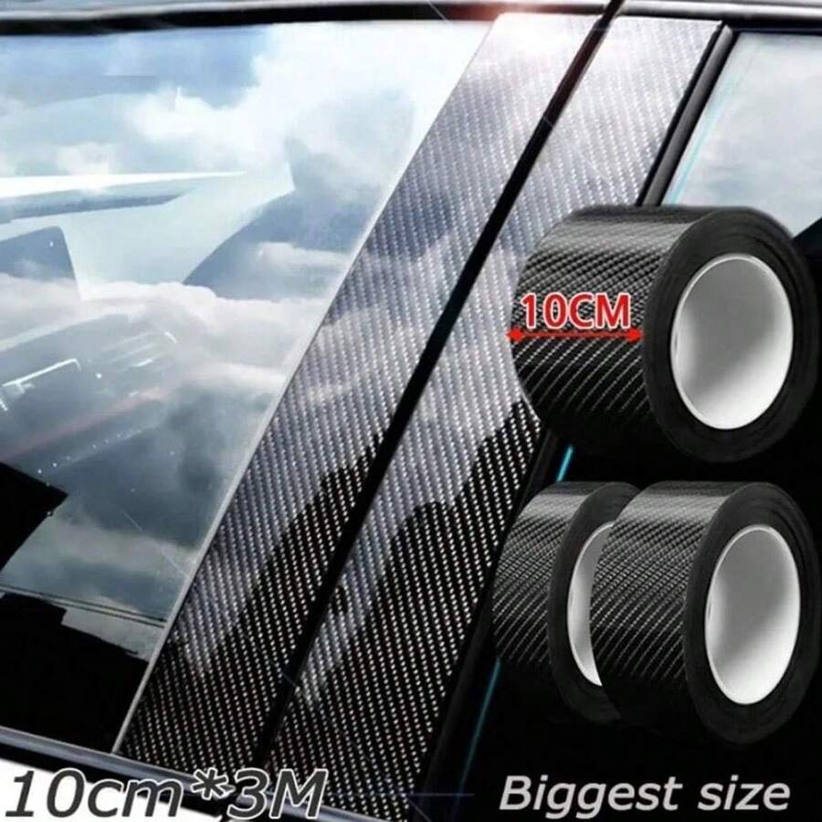 3D Anti Scratch Car Door Sill Protector Sticker Nano Carbon Fiber DIY Paste Protector Strip Auto Side Mirror Protection Tape Film - Black - View 1