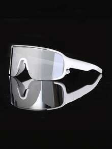 New Cyberpunk Style Large Frame Fashion Sunglasses, Suitable For Commuting, Cycling, Unisex, Lightweight & Transparent, All Season