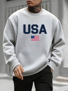 Men's Team Pattern One-Piece Knit Sweater – Retro Ball Pattern, Warm Round Neck Sweater For Fall And Winter, Medium-Elastic Casual Sweater, Machine Washable, A Must-Have Top For Ball Lovers, Outdoor Style, Loose Fit, Comfortable Material, Long Sleeves, Perfect For Nature Lovers