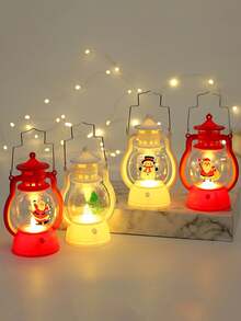 3 piezas - Linterna de Papá Noel con LED parpadeante, mini linterna decorativa estilo occidental, centro de mesa, lámpara colgante pequeña vintage para camping, adornos a granel para boda vaquera, Navidad, lámpara de mano vintage de aceite para decoraciones navideñas interiores y exteriores, naranja, decoración navideña, luz de mesa navideña, luz de noche, decoración creativa navideña, regalo de Navidad