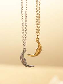 1 件女士不锈钢项链复古月亮项链精致金色珠宝锁骨项链吊坠项链女士礼物 - Necklace - 查看 2
