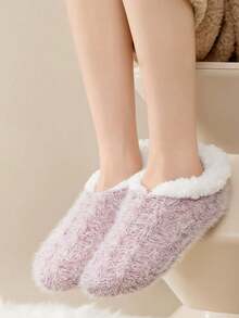 2/1 双女士厚实保暖羊毛睡眠袜，防滑毛绒家居袜，休闲室内拖鞋袜，时尚百搭 - 彩色 - 查看 7