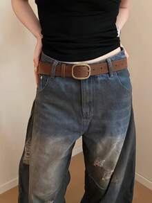 1条复古美式美拉德西部Y2K风格皮带，咖啡色，百搭，可搭配裤子和裙子，适合日常穿着、约会、购物、圣诞装饰等场合。 - A - 查看 3