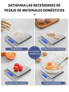 Báscula De Acero Inoxidable Para Cocina Multifuncional Electrónica De 3kg-0.1g, Alta Precisión De Peso De 0.01g,con pantalla LCD retroiluminada, tara, 9 unidades(g,oz,ozt,dwt,ct gn,lb,tl,ml), apagado automático, 2 bandejas, pilas incluidas, acero inoxidable,Para Cocinar Y Hornear Alimentos - Plateado - Ver 8