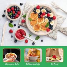 250PCS Disposable Paper Plates And Bowls Set With Long Utensils, Compostable Plates - Friendly Dinnerware Set Includes Plate, Bowls, Forks, Knives Spoons Party Camping - Màu be - Xem 5