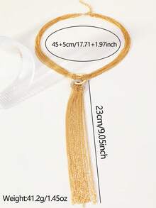 قلادة طويلة بشراشيب معدنية بطراز أوروبي وأمريكي عصري بسيط، سلسلة كنزة للنساء