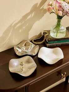 Cirelle 1 件银色陶瓷珠宝托盘，奢华珠宝收纳托盘，适用于入口、钥匙、手表、香水和装饰，适用于家庭、房间、客厅和办公室收纳盒旅行 - 彩色 - 查看 1