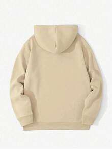 Camvyn Men's Letter Print Long Sleeve Drawstring Pocket Hoodie Sweatshirt, Back To School , Fall - Apricot - View 2