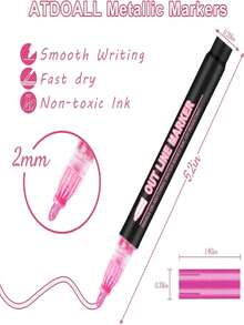 Markery Shimmer Doodle Outline - idealne na prezent dla dzieci, nastolatków, dziewcząt w wieku 4, 8, 10, 12 lat. Zestaw 24 kolorów metalicznego brokatu z podwójną linią i brokatem. Materiały do rysowania.