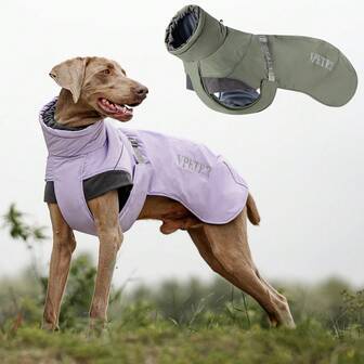 Large Dog Windbreaker Vest, Warm & Windproof Dog Clothes For Autumn/Winter, Adjustable Size, Waterproof, Easy To Wear