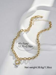 Tkool 1 件独特的心形吊坠项链，配有粗链和环扣，优雅奢华的设计，适合女士 - 金黃色 - 查看 3