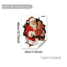 1pc Christmas Santa Claus, Reindeer & Sleigh Pattern Wall Sticker, Self-Adhesive PVC Material, Suitable For New Year, Spring Festival, Christmas, Thanksgiving, St. Patrick's Day And Other Holidays, Applicable To Party, Home, Living Room, Bedroom, Bathroom, Camping, House, Room, Garden, Kitchen And Other Scenarios, Suitable For Living Room, Bedroom, Dining Room, Bathroom, Study, Kitchen, Outdoor, Outdoor Garden And Other Room Decorations Wall Stickers Wall Decor Stickers Home Decor Christmas Decorations Christmas Decorations Home