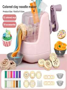 Kids Colorful Clay Noodle Maker, Ultra-Light Clay Ice Cream Maker, Hamburger Maker, Molds, Multi-Functional Parent-Child Interactive Educational Toy Set, Suitable For 3-12 Years Old Boys And Girls, Gift/Giveaway (Random Colored Clay) - Multicolor - View 12