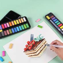 1 pieza de pintura de acuarela sólida en caja de hierro de 12-18-24 colores, portátil para bocetos de acuarela, pluma fuente, gouache, pintura de acuarela, pintura de acuarela