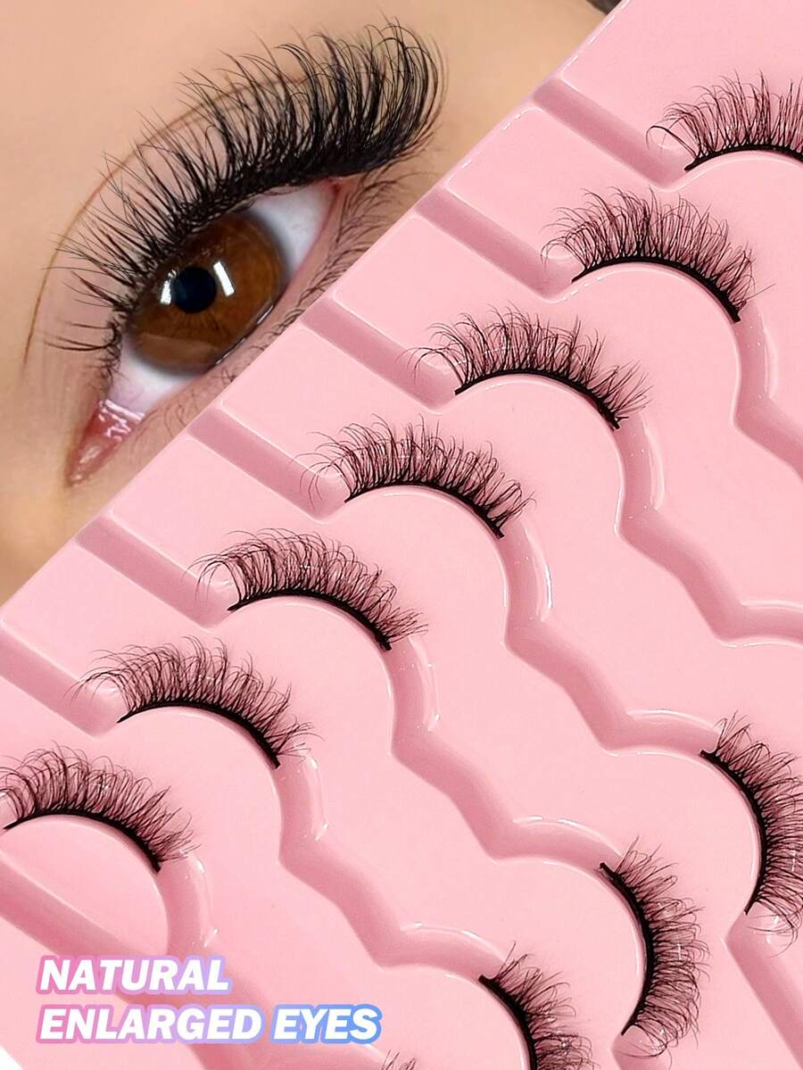 Asiteo 7 Pairs Half-Eye Short False Eyelashes, Natural & Delicate, Faux Mink, Cat Eye Style, Like Lash Extensions, Curled & Soft - Nửa lông mi - Xem 1
