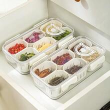 MineSign 2Pack Divided Snackle Box With Lids Stackable Food Serving Tray For FruitandVeggie Plastic Fridge Storage Container For Pantry Freezer Clear Snack Box For Meal Prep Candy Nuts Spice - 2 件裝,含 12 個隔層 - 查看 2