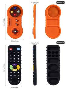 1套2件婴儿出牙玩具 - 婴儿硅胶沐浴牙胶玩具，婴儿咀嚼玩具，电视遥控器形状幼儿出牙缓解玩具，冰箱硅胶牙胶，完美的婴儿洗澡礼物 - 彩色 - 查看 5