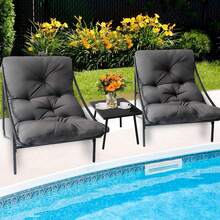 Small Table And Chairs Set Of 3, Garden Furniture Set, Balcony Furniture Set, Set Of 3, 2 Rocking Chairs + 1 Table With Cushions And Coffee Table, For Cafe, Patio, Balcony, Garden, 4 Colors To Choose From - 灰色 - 查看 6