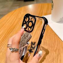 Funda de teléfono para el cabello de la niña del café compatible con iPhone 17,16, 15, 14, 13, 12, 11 Pro Max, X, XR, XS Max, 8, 7 Plus, cubierta trasera suave transparente a prueba de golpes. - Negro - Ver 3