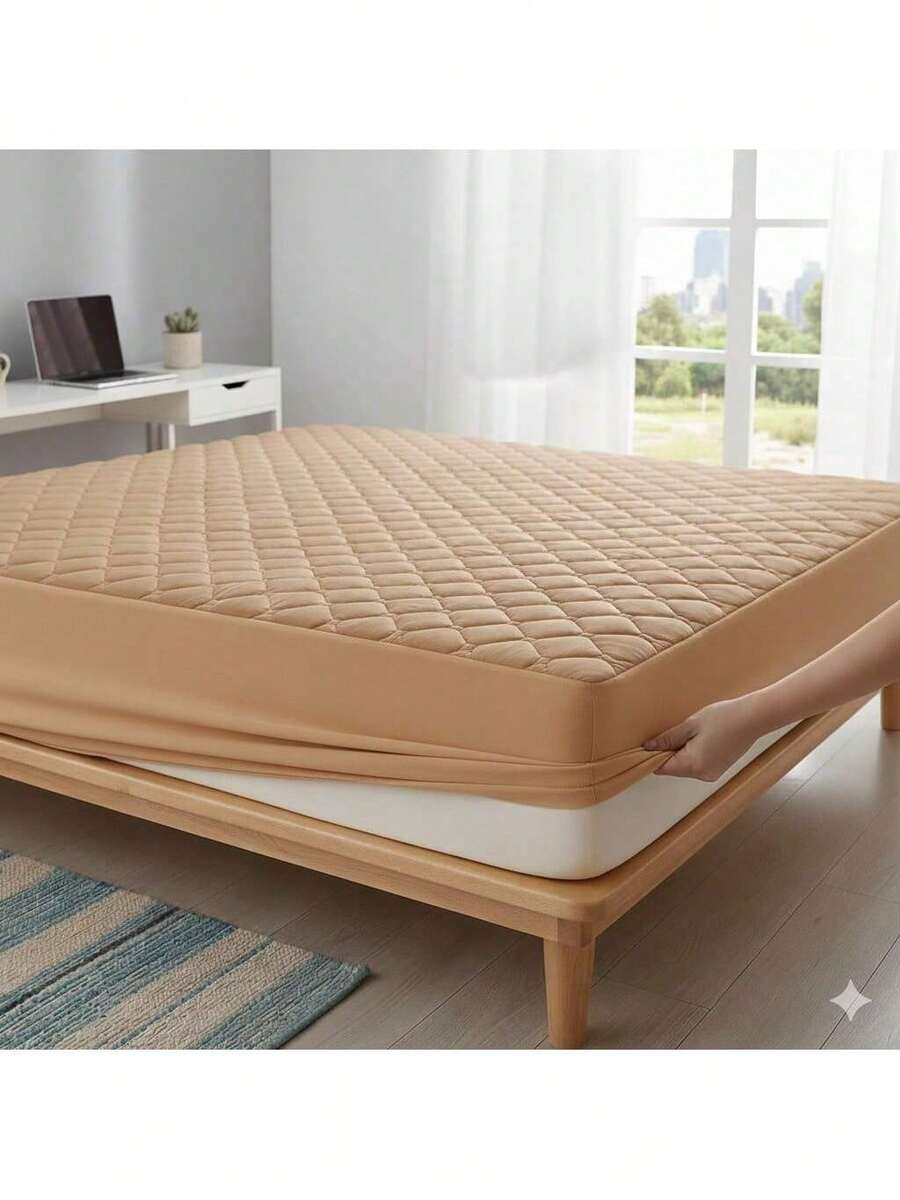 Protetor Para Colchão 100% Impermeavel com Elastico em Toda Volta Box Casal Queen King Matelado Varias Cores - Bege - Visão 1
