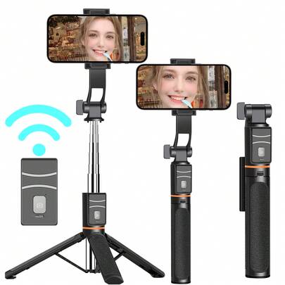 1.7M Super Long Selfie Stick Tripod 2-In-1, 2025 New Foldable & Portable Design With Wireless Bluetooth Remote, 360° Rotation Anti-Slip Phone Holder, Suitable For Outdoor Travel Live Streaming Vlog, Compatible With All Devices