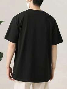Men's Orange Print T-Shirt With Mandarin Slices And Whole Fruit, Black And White, 100% Cotton, Unisex, Stylish For Summer - Black - View 5