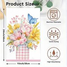 1set/2pcs/100pcs Flower And Pink Checkered Pattern Kitchen Towels And Dishcloths Are Suitable For Interior Decoration In Restaurants, Kitchens And Bathrooms, Party Decoration, Festival Gifts, And Can Also Be Given As Presents - Multicolor - View 7