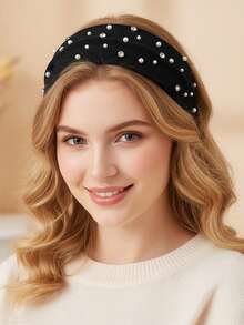 1pc/3pcs Elegant Faux Pearl & Rhinestone Decorated Headband, Suitable For Daily, Party, Date, Delicate Hair Accessory Winter Scarf Warm Hair Bands Women Bandanas Women Hair Accessories Summer Outfits - Multicolor - View 2