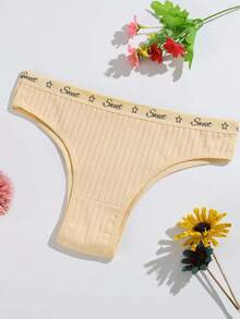 7 Stücke Damen Uni & Bedruckte Minimalistische Lässig Doppelschicht Schritt Höschen, Damen Unterwäsche