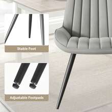 Nalupatio Dining Chairs Set Of 2/4 – Upholstered Kitchen Chairs With Metal Legs, Modern Dining Room Chairs In Durable Tech Fabric, Comfortable Padded Seat - Light Grey - View 3