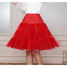 1pc Solid Color Polyester Petticoat Lolita Dog Skirt, 4-Layer Soft Tulle 60cm Boneless Soft Girl Cosplay Lolita Petticoat, All Season