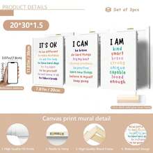 3 件/套帆布挂件，[没关系，我可以，3 张正能量语录海报或帆布印刷品，正能量语录海报，儿童教室励志墙贴，极简主义墙面装饰] 帆布墙艺术，时髦女孩艺术，励志语录艺术，家居装饰， - 彩色 - 查看 19