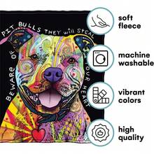 Dawhud Direct 75x90-Inch Pit Bull Blanket - Dean Russo Pitbull Throw Blanket For Adults And - Soft And Cozy For Bed, Couch, Or Travel - Thoughtful Gifts For Women And Dog Lovers, Compact Flannel Throw – Soft, Durable For Travel & Movie Nights - 彩色 - 查看 6