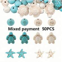 10/20/30/50/100pcs Assorted 3D Turquoise Sea Turtle Beads, Vibrant Natural Stone Jewelry Supplies, Suitable For DIY Bracelets, Necklaces, Earrings - Ocean Style Craft Series, Sea Turtle Jewelry - Multicolor - View 17