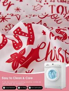 1 pieza Funda de cojín con palabras navideñas impresas, suave y transpirable, funda de almohada sin relleno, adecuada para Navidad y uso diario en sala de estar, dormitorio, sofá, decoración del hogar, funda de cojín para coche, lavable a máquina. Para ropa de cama del hogar y artículos esenciales para dormitorio, certificado Oeko-Tex