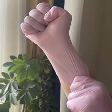 100pcs Pink Powder-Free Disposable Nitrile Gloves, High Elasticity & Thick, Hair Salon Pattern Embroidery, Auto Repair Nitrile Gloves, Waterproof Gloves, Suitable For Kitchen Cleaning, Tattoo, Hair Dyeing, Pet Care, Beauty Salon, Cleaning Supplies, Household Tools (No Packaging Box) - Pink - View 6