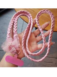 1pc Floral Lanyard Strap, Women Long Braided Cord For Phone, Outdoor Travel Hiking Backpack Keychain