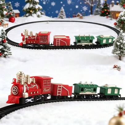 Christmas Gift: Track Train, Children's Electric Rail Car Toy, Retro Mini Christmas Train, Electric Light And Sound (On/Off), Not Comes With 1 No. 5 Battery