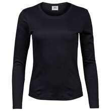 Womens/Ladies Interlock LongSleeved TShirt (Black) - Coffee Brown - View 1