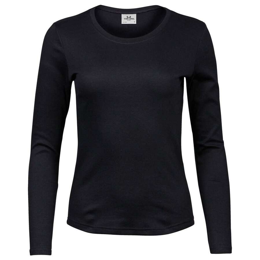 Womens/Ladies Interlock LongSleeved TShirt (Black) - Coffee Brown - View 1