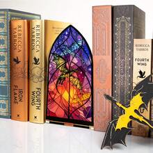 1pc Acrylic 4th Wing Inspired Book Nook - Dragon Library Sign, Gothic Medieval Style Book Organizer, Fantasy Book Lover & Reader Gift (No Candle Included) - Multicolor - View 9