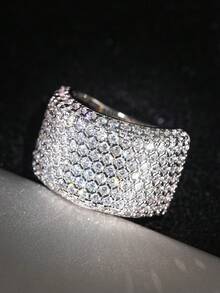 1pc Exquisite Cubic Zirconia Ring, Suitable For Women, Suitable For Weddings, Engagements, Anniversaries, Parties, Valentine's Day And Other Occasions - 5# - View 22