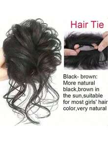 1 件女士花朵发髻凌乱发圈，自然蓬松长发马尾辫发片，发型套装，美发工具套装 - 棕色 - 查看 11