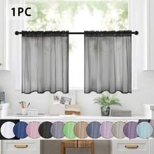 1 pieza Cortina de voile transparente, cortina transparente para media ventana con bolsillo para barra, cortina de filtro de sombra adecuada para cocina, baño, cafetería y otras decoraciones