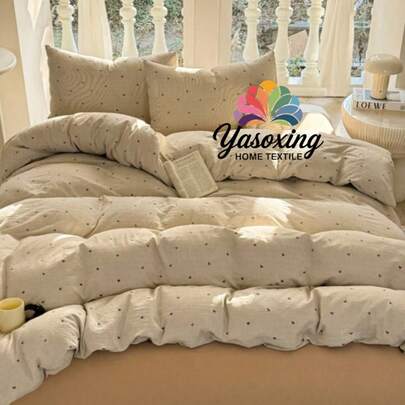 2/3-teiliges Bettwäsche-Set in Khaki mit Streifenmuster und Herzdesign (1 Bettbezug + 1/2 Kissenbezüge, ohne Bettdecke), moderner romantischer eleganter klassischer Stil, Polyester bequem und atmungsaktiv, geeignet für alle Jahreszeiten, ideal für Schlafzimmerdekoration, luxuriöses Hotelflair, mädchenhafter Stil, Geschenk für Eltern & Freunde. Bettbezug*1, Kissenbezug*1/2, Größen: Super King, Kingsize, Doppelbett, Einzelbett, Studentenzimmer, Schulanfang