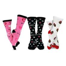 Valentine's Day Crew Socks 3-Pair Pack - Women's & Men's Love Socks - Heart Patterned Casual & Dress Socks - CottonGift Socks - 如圖694 - 查看 1