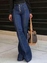 High-Waisted Stretchy Skinny Flare Jeans, Suitable For Daily Wear, Parties, Birthdays, Travels, Stage Performances, Etc. Fashionable Lifting And Slimming. Casual