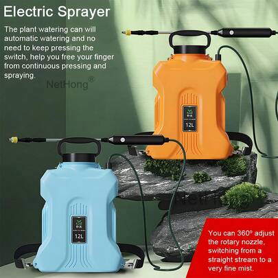 NetHong 12L Garden Pressure Sprayer Knapsack Electric Pump Backpack W.Eed Killer Multiuse